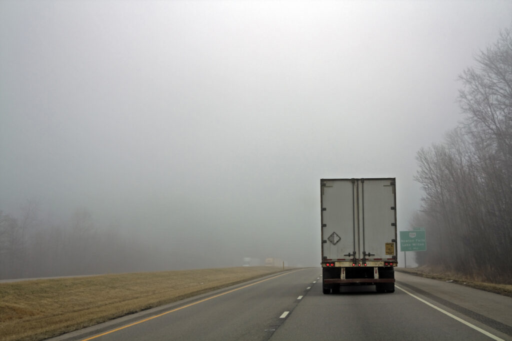 driving a semi-truck in fog